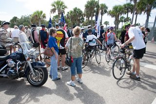 Photo of the Ferry Fest attendees with bicycles.