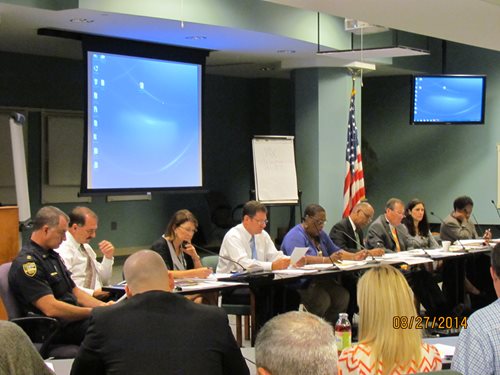 August 27, 2014 photo of Blight Committee members meeting in the Lynwood Roberts Room at City Hall.