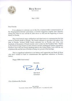 Letter from Governor Rick Scott of Florida