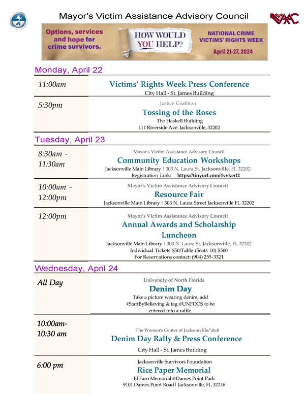 Victims' Rights Week Events List
