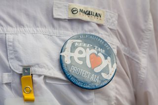 Photo of a "Keep the Ferry" button.