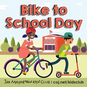 illustration of children biking to school