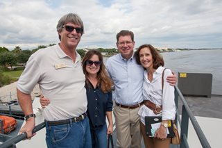 Photo of the Council Member Al Ferraro and his wife Amy with Council President Greg Anderson and his wife Beville on the ferry.