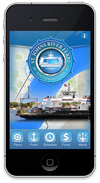 iPhone image of the JaxFerry App showing the Jacksonville Ferry crossing the St. Johns River.  Click to learn more about the JaxFerry App.