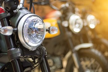 closeup of motorcycle headlight