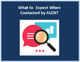 What to Expect When Contacted by AUDIT - word bubbles and magnifying glass