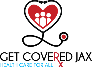 Get Covered Jax Logo with heart and stethescope